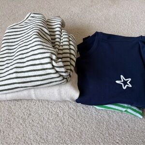 LOFT Green and White Striped Tee